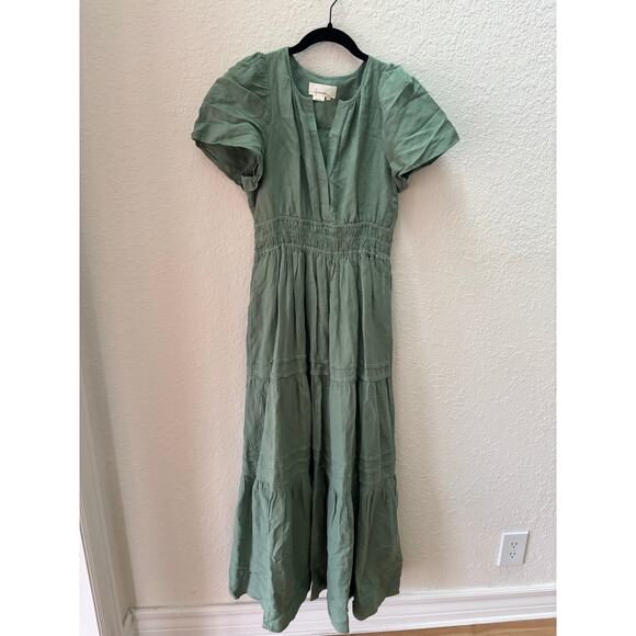 Anthropologie Somerset Sage Green Linen Viscose Maxi Dress Size Small $170 - Picture 4 of 10